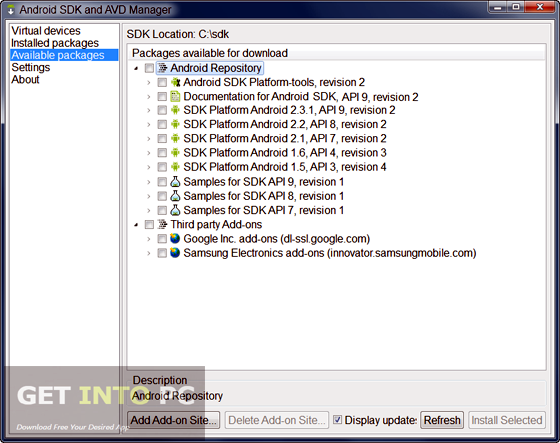 download sdk manager for android studio